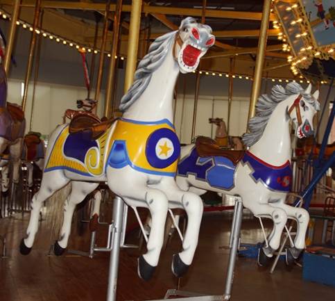A close up of a carousel

Description automatically generated