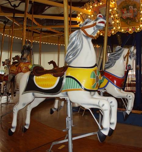 A close up of a carousel

Description automatically generated