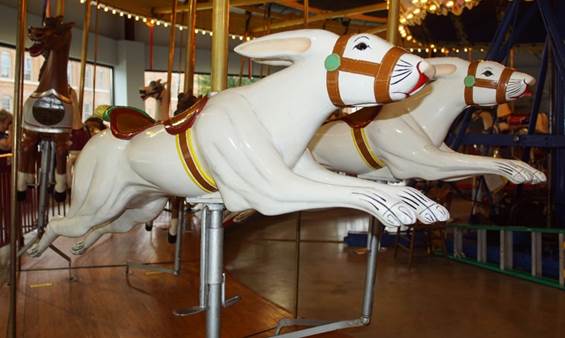 A close up of a carousel

Description automatically generated