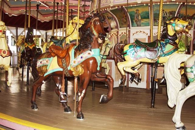 A group of people in a carousel

Description automatically generated