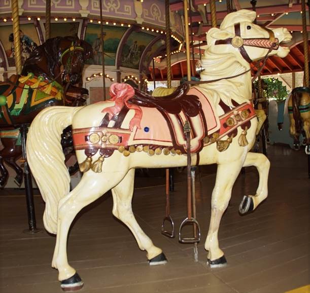 A close up of a carousel

Description automatically generated