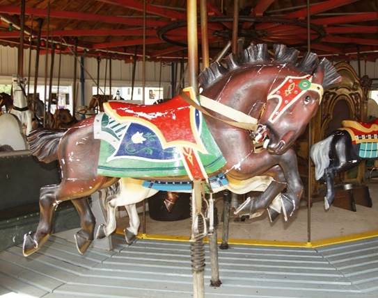 A horse on a merry go round
Description automatically generated