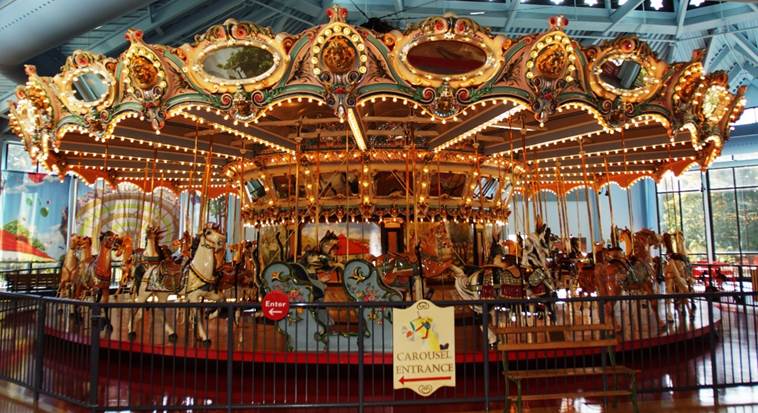 A close up of a carousel
Description automatically generated