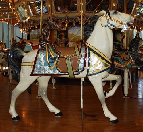 A carousel horse

Description automatically generated