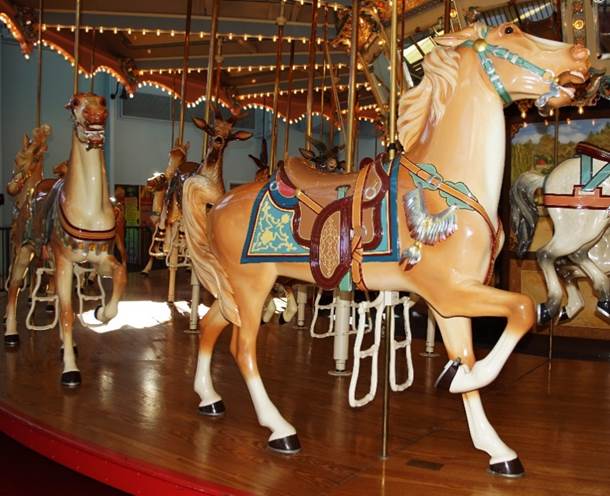 A close up of a carousel

Description automatically generated