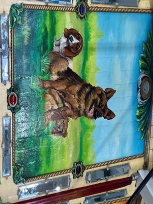 A painting of dogs on a door

AI-generated content may be incorrect.