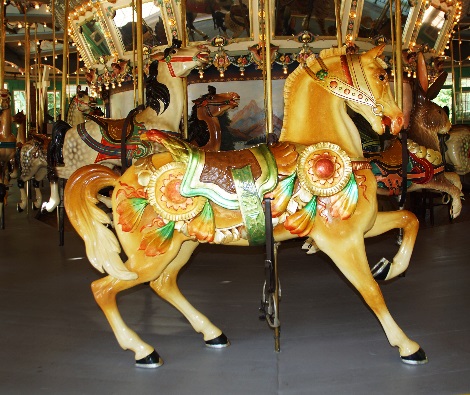 A close-up of a carousel

Description automatically generated