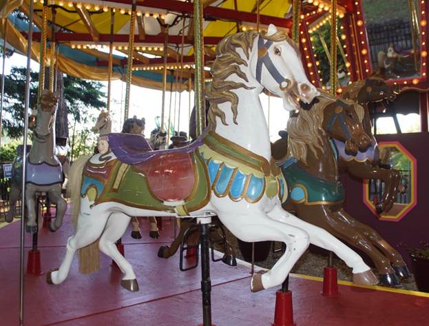 A close up of a carousel

Description automatically generated