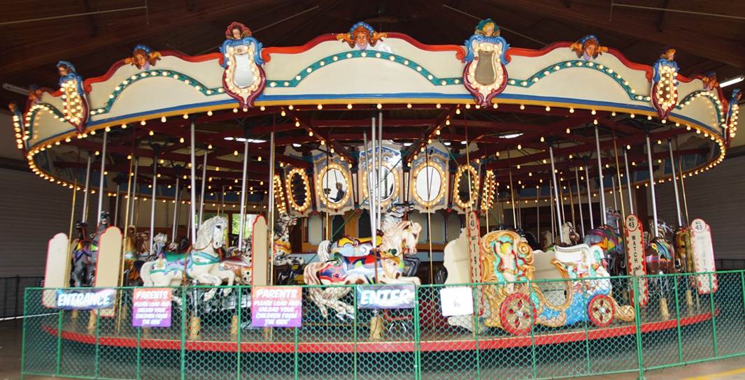 A close up of a carousel

Description automatically generated
