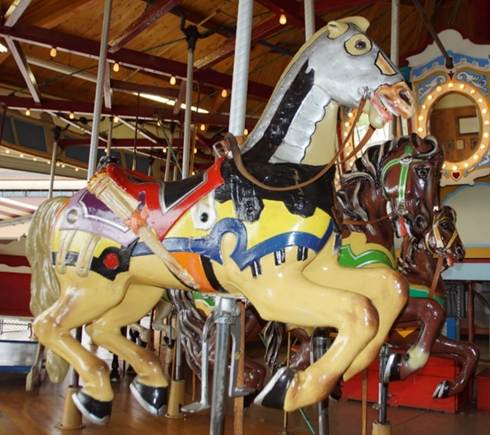 A close up of a carousel

Description automatically generated