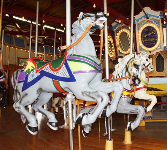 A close up of a carousel

Description automatically generated