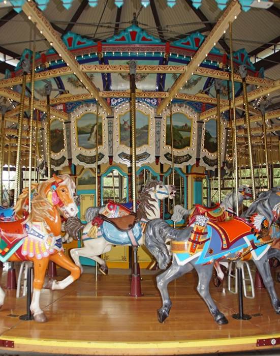 A close up of a carousel

Description automatically generated