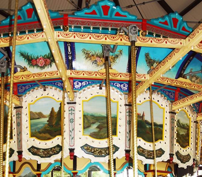 A close up of a carousel

Description automatically generated