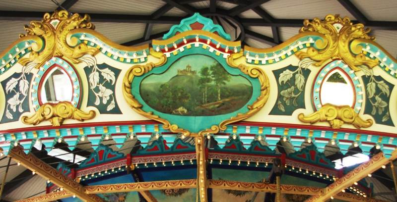 A close up of a carousel

Description automatically generated