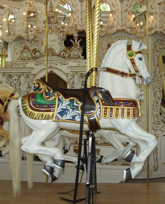 A close up of a carousel

Description automatically generated