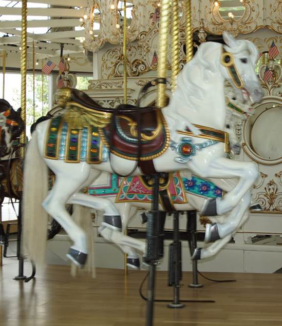 A close up of a carousel

Description automatically generated