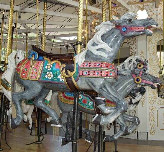 A close up of a carousel

Description automatically generated